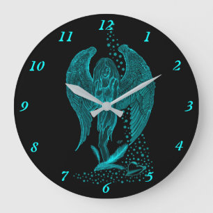 Angel verloren in Love, black and green Design Grote Klok