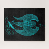 Angel verloren in Love, black and green Design Legpuzzel (Horizontaal)