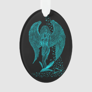 Angel verloren in Love, black and green Design Ornament