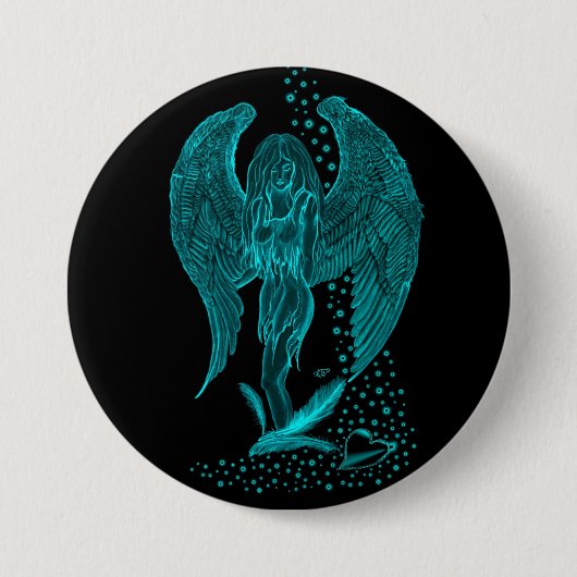 Angel verloren in Love, black and green Design Ronde Button 7,6 Cm (Voorkant)