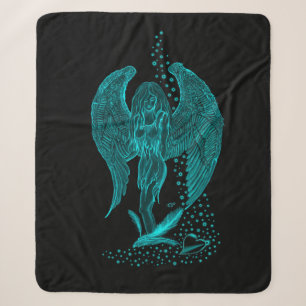 Angel verloren in Love, black and green Design Sherpa Deken