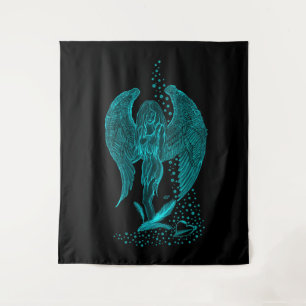 Angel verloren in Love, black and green Design Wandkleed