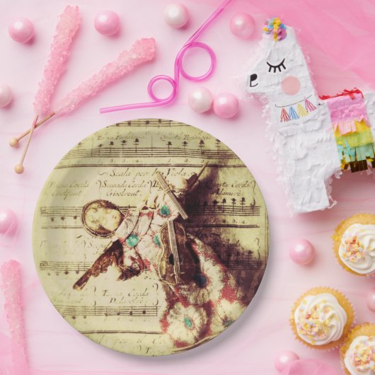  angel-versiering op muziek papieren bordje (Feest)