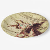 angel-versiering op muziek papieren bordje (Gekanteld)