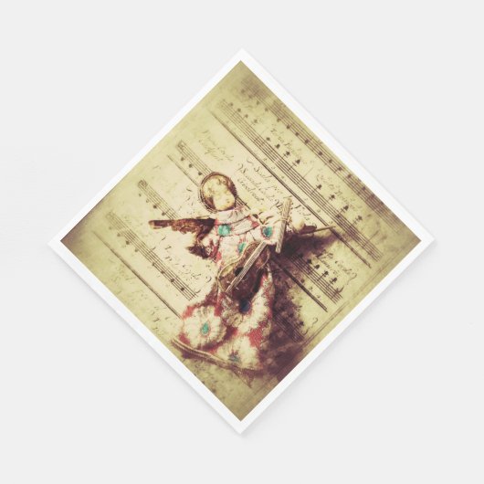  angel-versiering op muziek servet (Hoek)