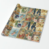  Angel Victoriaans kerstKaarten Collage Cadeaupapier (Uitgerold)