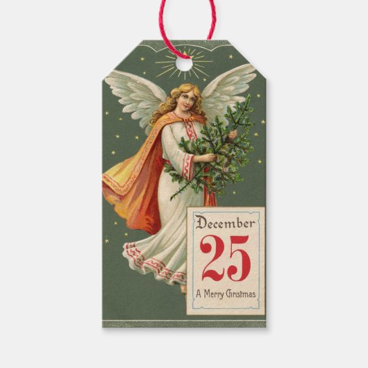 Angel Victoriaans Kerstmis 25 december Set van Cadeaulabel (Voorkant)