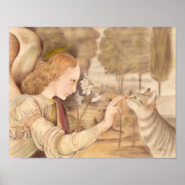 Angel vingertoppen en cat Leonardo da Vinci Poster