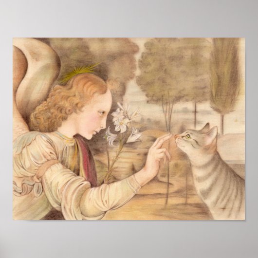 Angel vingertoppen en cat Leonardo da Vinci Poster (Voorkant)