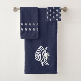Angel vis Ocean Blauw & wit kust deco Bad Handdoek