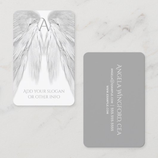 ANGEL VLEUGELS Wit Lichtgrijs Visitekaartje (Voorkant / Achterkant)