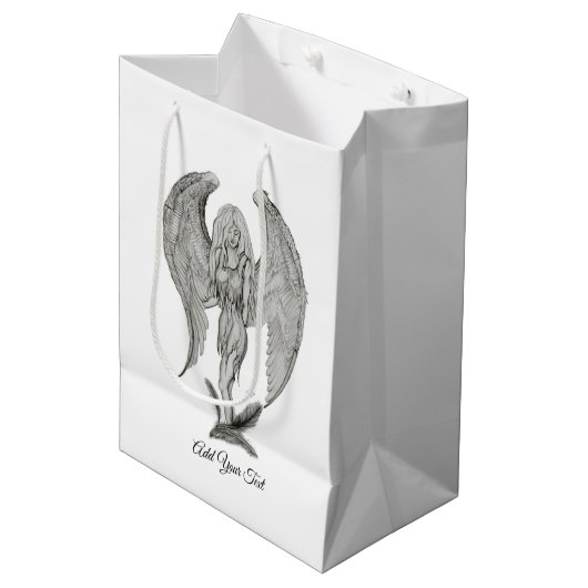 Angel, voeg Jouw tekst toe Medium Cadeauzakje (Voorkant Gekanteld)