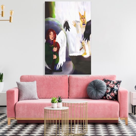 Angel vs demon canvas afdruk (Insitu (Woonkamer))