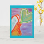 Angel walking wenskaart kaart (Gele Bloem)