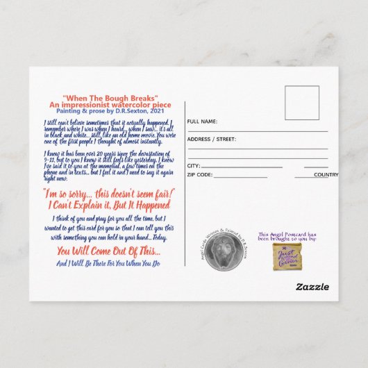 Angel- Wanneer de hoest het Briefkaart van de heri (Achterkant)