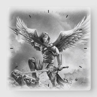 ANGEL WARRIOR Square Wall Clock Vierkante Klok