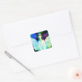 Angel Waterverf Groen Blauw Vleugels Halo Art Vierkante Sticker (Envelop)