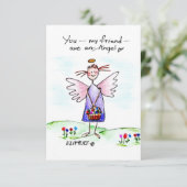 Angel Waterverf tekent Paars blauw en groen Bedankkaart (Staand voorkant)