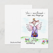 Angel Waterverf tekent Paars blauw en groen Bedankkaart (Voorkant / Achterkant)