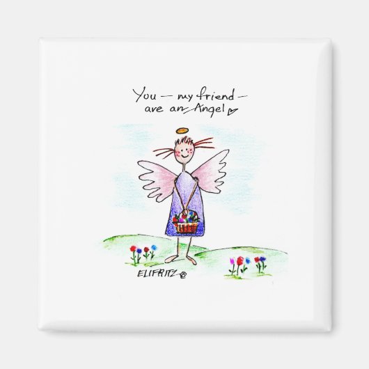 Angel Waterverf tekent Paars blauw en groen Magneet (Voorkant)