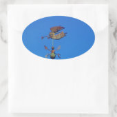Angel Weather Vane Bright Blue Sky Ovale Sticker (Tas)