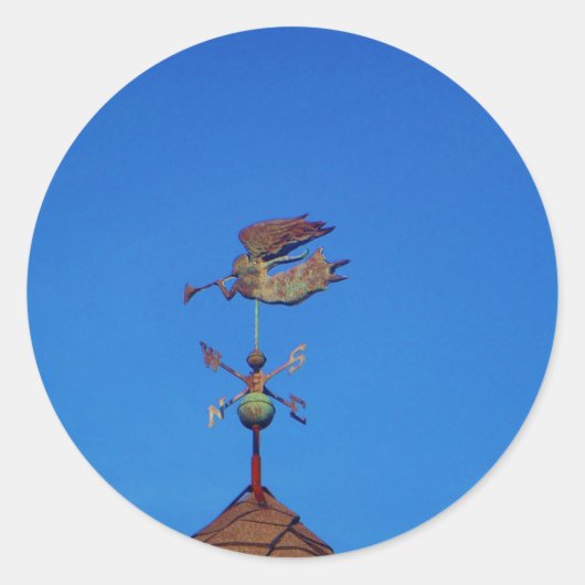 Angel Weather Vane Bright Blue Sky Ronde Sticker (Voorkant)