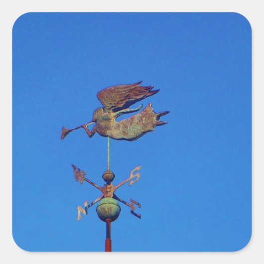 Angel Weather Vane Bright Blue Sky Vierkante Sticker (Voorkant)