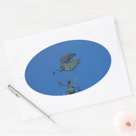 Angel Weather Vane Ovale Sticker (Envelop)