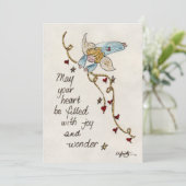 Angel wenst u met plezier en wonder-Waterverf kuns Feestdagenkaart (Staand voorkant)