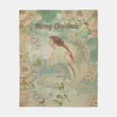 Angel White Flowers Blue Sky Fleece Deken (Voorkant)