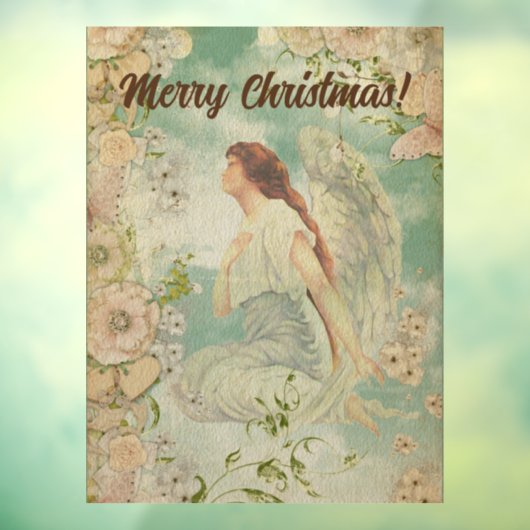 Angel White Flowers Blue Sky Raamsticker (Vel 3)