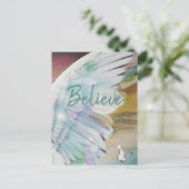 Angel Wing Butterfly Believe Sky Watercolor Art Briefkaart (Staand voorkant)
