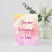 Angel Wing Butterfly Wrapped in Love Pink Note Briefkaart (Staand voorkant)