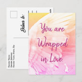 Angel Wing Butterfly Wrapped in Love Pink Note Briefkaart (Voorkant / Achterkant)
