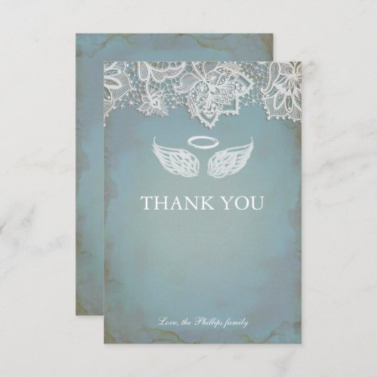 Angel Wing Cherub Hartelijk dank Kaart (Voorkant / Achterkant)