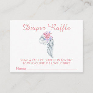 *~* Angel Wing Crystals Feather Girl Diaper Raffle Informatiekaartje