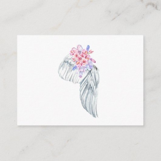 *~* Angel Wing Crystals Feather Girl Diaper Raffle Informatiekaartje (Achterkant)