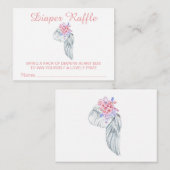 *~* Angel Wing Crystals Feather Girl Diaper Raffle Informatiekaartje (Voorkant / Achterkant)