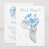 ** Angel Wing Crystals Feathers Douche Uitnodiging (Voorkant / Achterkant)