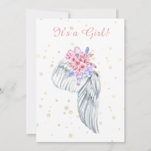 *~* Angel Wing Crystals Feathers Shower Invitation Kaart (Voorkant)