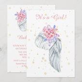 *~* Angel Wing Crystals Feathers Shower Invitation Kaart (Voorkant / Achterkant)