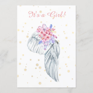 *~* Angel Wing Crystals Feathers Shower Invitation Kaart