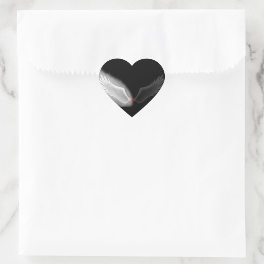 Angel wing hart Zwart-wit sticker (Tas)
