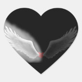 Angel wing hart Zwart-wit sticker (Voorkant)