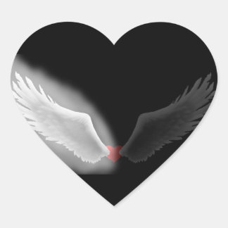 Angel wing hart Zwart-wit sticker