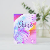 Angel Wing Shine Butterfly Watercolor Affirmation Briefkaart (Staand voorkant)