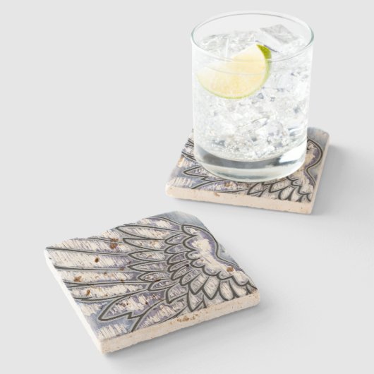 Angel Wing Silver Stenen Onderzetter (Zijkant)