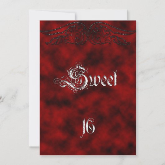 Angel Wing Sweet 16 Birthday Gothic Uitnodiging (Voorkant)