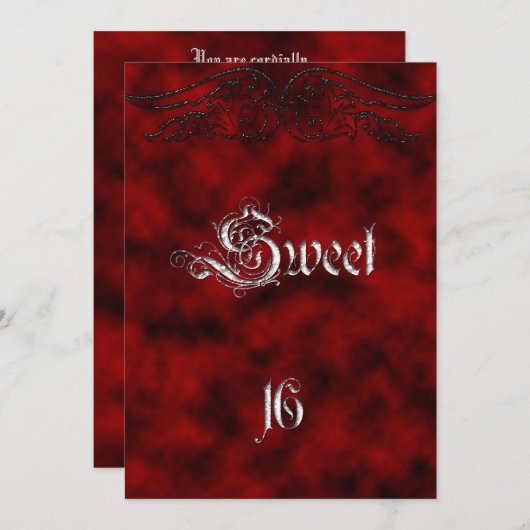 Angel Wing Sweet 16 Birthday Gothic Uitnodiging (Voorkant / Achterkant)