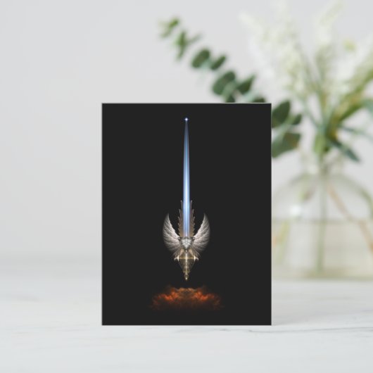 Angel Wing Sword of Arkledious Fractal Art Black Briefkaart (Staand voorkant)